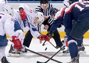 MINSK, BELARUS - MAY 12: France's Brian Henderson #22 faces off against Slovakia's Ladislav Nagy #27 during preliminary round action at the 2014 IIHF Ice Hockey World Championship. (Photo by Richard Wolowicz/HHOF-IIHF Images)

